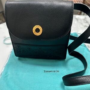 Vintage Tiffany & Co Crossbody Purse in Black Leather